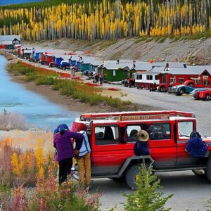 Tourist tour for Yukon, Canada, the land of gold rushes. Whitehorse, Dawson Ciry, Kluane National Park, Haines Junction, Dempster Highway, Rombstone National Park, Skagway In Alaska